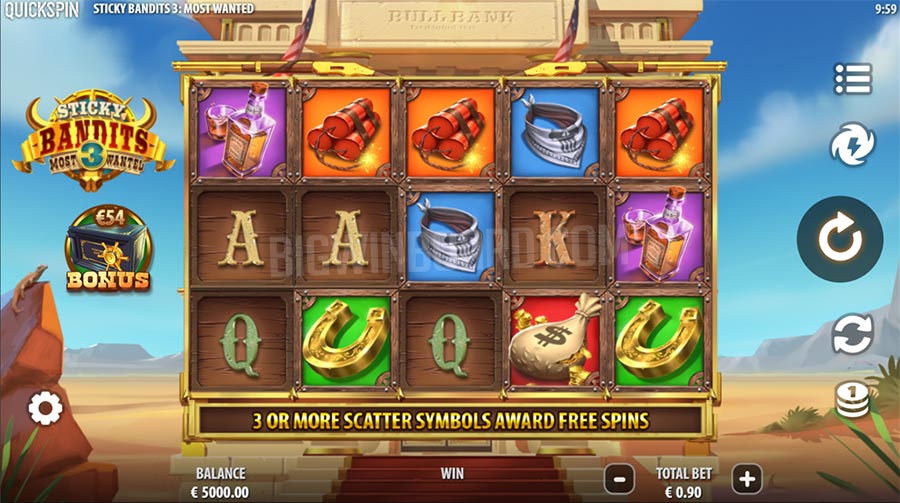 Controls in the Sticky Bandits Most Wanted slot